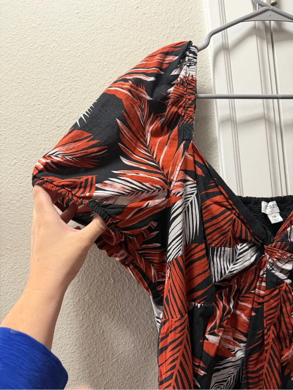 J.crew  Rust Leaf Print Puff-Sleeve Midi Dress 100% cotton dress size 18